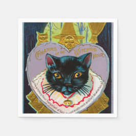 Guardanapo De Papel vintage Festa de Gato Negro do Halloween