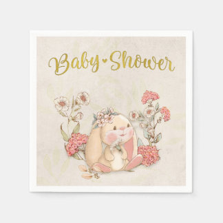 Guardanapo De Papel Vintage Floppy Bunny Floral Antiguamente Branco