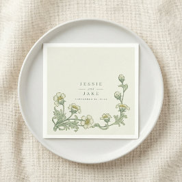 Guardanapo De Papel Vintage Floral Border Wedding classic art nouveau