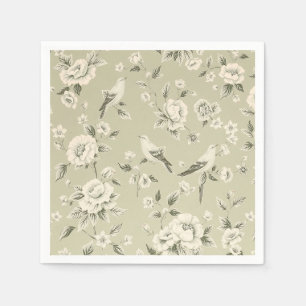 Guardanapo De Papel Vintage Floral e Bird Pattern Elegante Botânico