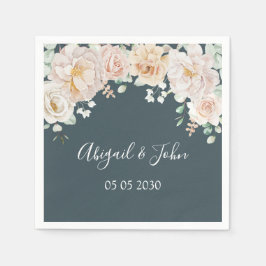 Guardanapo De Papel Vintage Floral Navy Blue Wedding Napkin