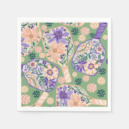 Guardanapo De Papel Vintage Floral Pickleball Design