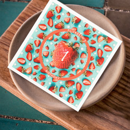 Guardanapo De Papel Vintage Floral Strawberry primeiro aniversario Ber