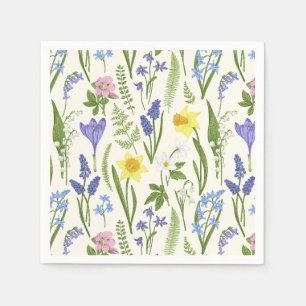 Guardanapo De Papel Vintage Flores e Herbos da primavera