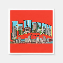 Guardanapo De Papel Vintage Fort Wort TX Cartão-postal Napkins