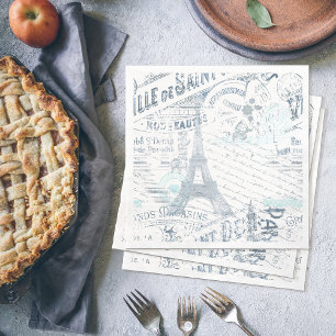 Guardanapo De Papel Vintage French Romance Collage Blue ID226