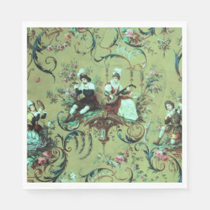 Guardanapo De Papel Vintage French Sage Green Toile Victorian Floral