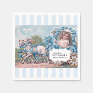 Guardanapo De Papel Vintage Girl in Carruagem com lambris Bridal Tea