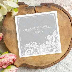 Guardanapo De Papel VIntage Glam White Lace Rustic Wedding Custom