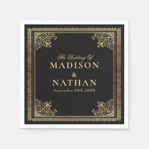 Guardanapo De Papel Vintage Gothic Dourado Convite para Casamento Vito