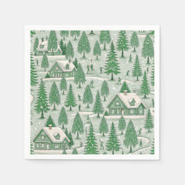 Guardanapo De Papel Vintage Green Toile Christmas Holiday