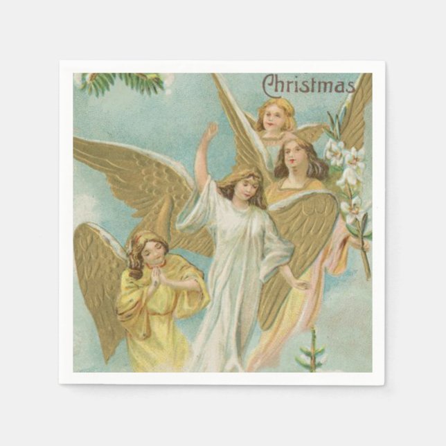 Guardanapo De Papel Vintage Group of Christmas Angels (Frente)