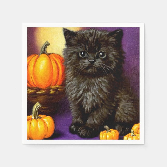Guardanapo De Papel Vintage Halloween Kitten (Frente)
