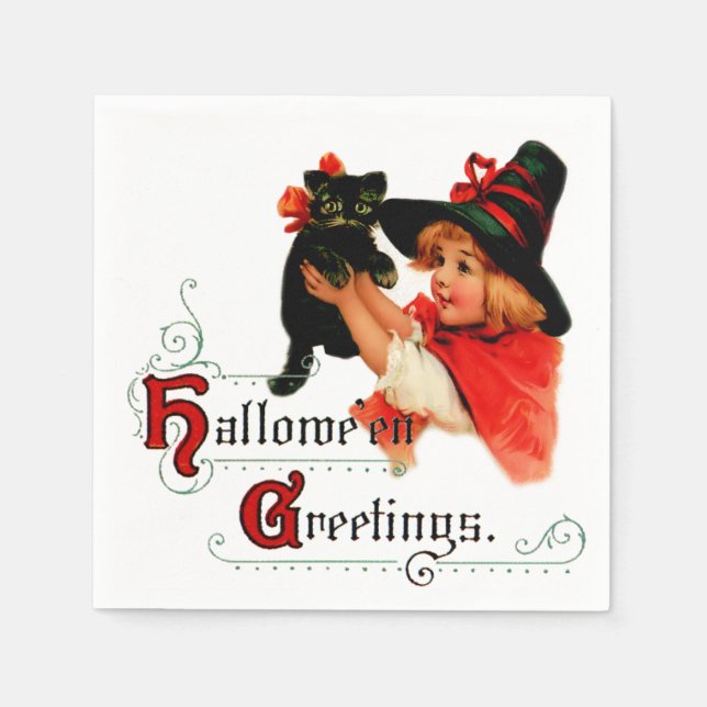 Guardanapo De Papel Vintage Halloween Little Witkin (Frente)