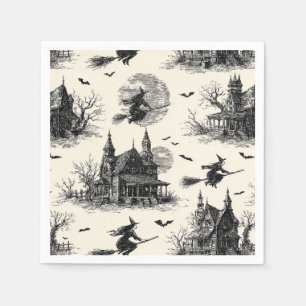 Guardanapo De Papel Vintage Haunted House and Witch Toile Pattern (2)