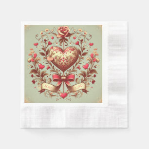 Guardanapo De Papel Vintage Heart Dia de os namorados xoxo