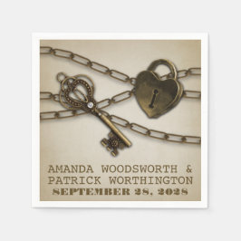 Guardanapo De Papel Vintage Heart Lock Skeleton Key Wedkins