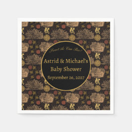 Guardanapo De Papel Vintage Honeycomb Bee Black Chá de fraldas