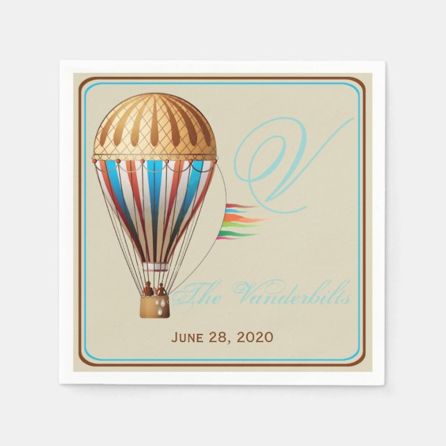 Guardanapo De Papel Vintage Hot Air Balloon Wedkins (Frente)