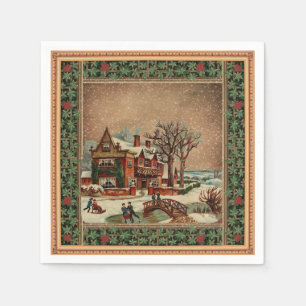 Guardanapo De Papel Vintage House No Inverno Para O Papel De Decoupage