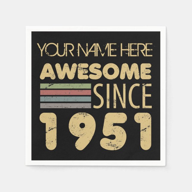 Guardanapo De Papel Vintage Incrível 1951 70 Birthday (Frente)