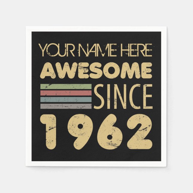 Guardanapo De Papel Vintage Incrível 1962 60º Aniversário (Frente)