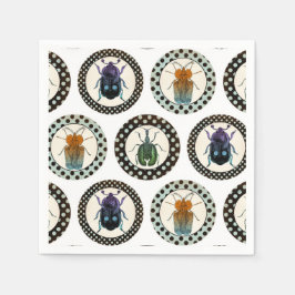 Guardanapo De Papel Vintage Insetos Coloridos Besouros Ciência