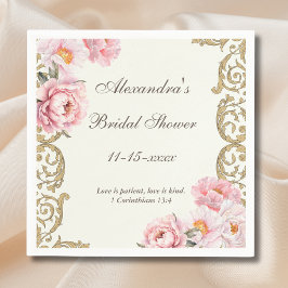 Guardanapo De Papel Vintage Ivory Floral Peony Christian Bridal Shower