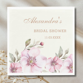 Guardanapo De Papel Vintage Ivory Pink Floral Roses Bridal Shower