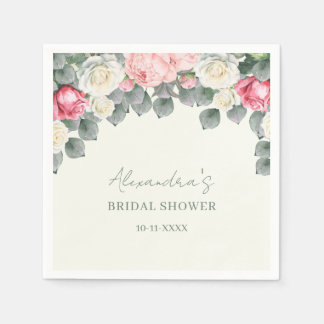 Guardanapo De Papel Vintage Ivory Pink Garden Roses Bridal Shower