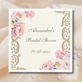 Guardanapo De Papel Vintage Ivory Pink Peony Bridal Shower