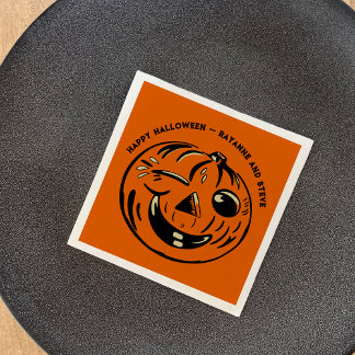 Guardanapo De Papel Vintage Jack-o-Lantern Pumpkin Custom Halloween