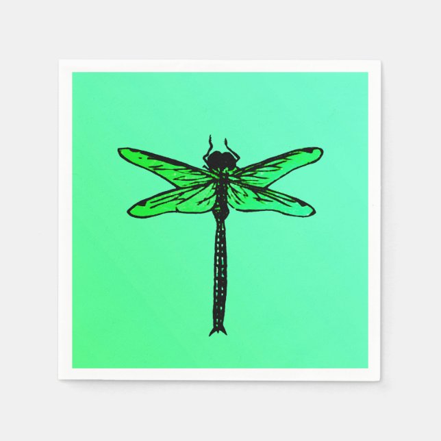 Guardanapo De Papel Vintage Japonês Dragonfly, esmeralda verde (Frente)