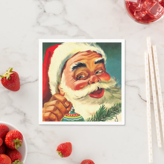 Guardanapo De Papel Vintage Jolly Santa Claus Face (Insitu)