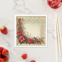 Vintage Lace Frame Poinsettia Floral