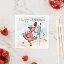 Guardanapo De Papel Vintage Lady 1950 Natal