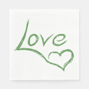 Guardanapo De Papel Vintage Love Green Heart Party