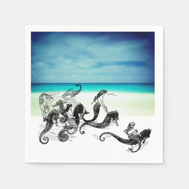 Guardanapo De Papel Vintage Mermaid Napkins (Frente)