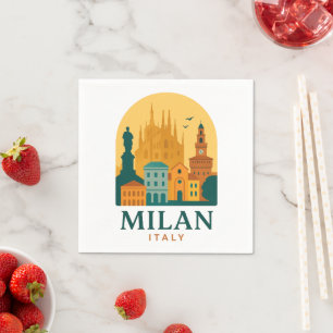 Guardanapo De Papel Vintage Milão Itália Viagem Retro Duomo