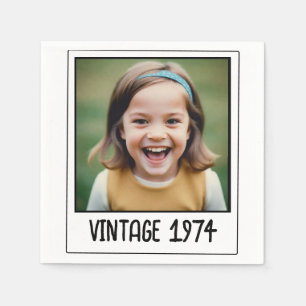 Guardanapo De Papel Vintage Milestone Aniversário Foto Keepsasak
