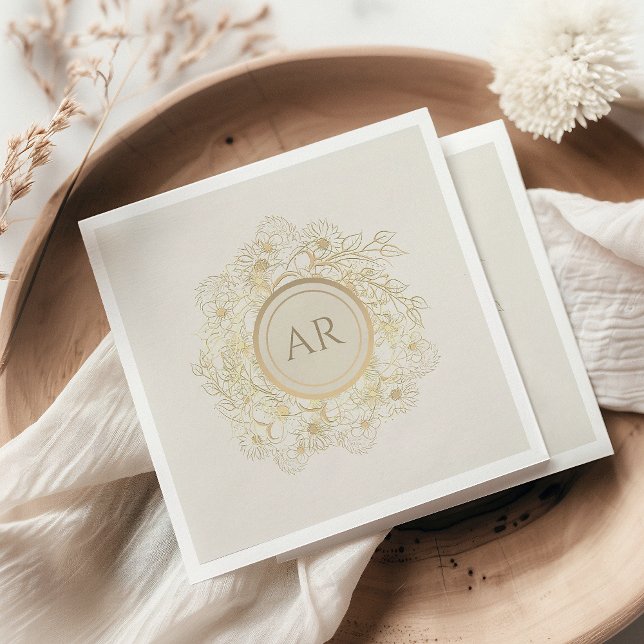 Guardanapo De Papel Vintage Monograma Dourado Casamento (Criador carregado)