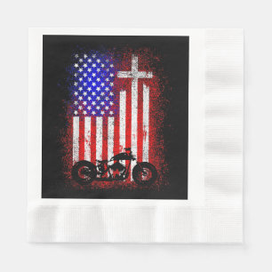Guardanapo De Papel Vintage Motorcycle USA Flag Christian Faith para B