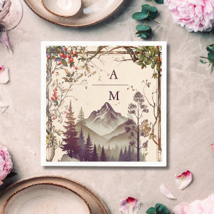 Guardanapo De Papel Vintage Mountain Forest Evergreen Tree Weding