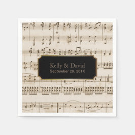 Guardanapo De Papel Vintage Music Sheets Elegante Casamento Musical