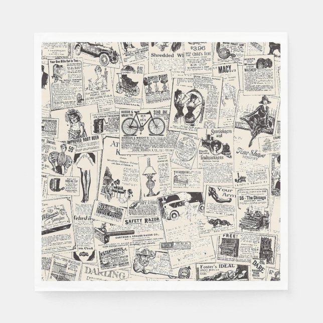 Guardanapo De Papel Vintage Newspaper   (Frente)