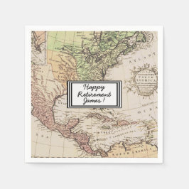 Guardanapo De Papel Vintage North America Map Personalization Retireme