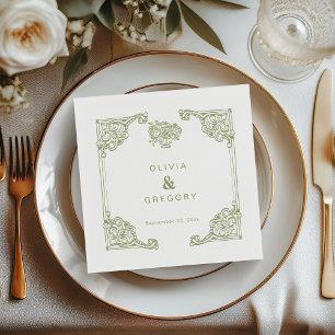 Guardanapo De Papel Vintage Olive Antique Frame Weding