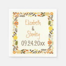 Vintage orange amarelo-floral casamento moderno