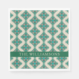 Guardanapo De Papel Vintage Ornamentado Art Nouveau Green Personalizad