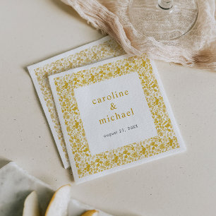Guardanapo De Papel Vintage Ouro Ditzy Floral Casamento Cocktail
